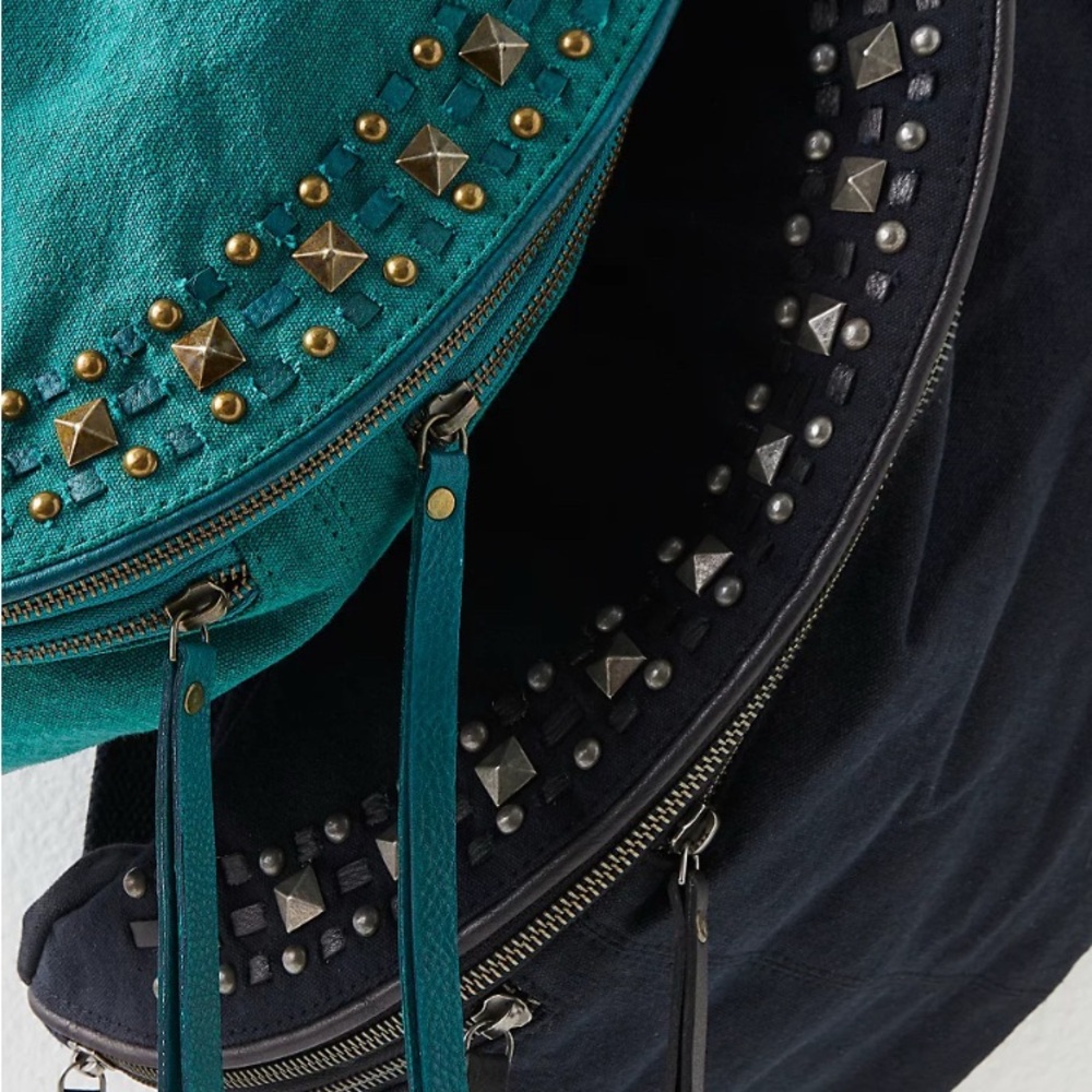 Studded Teal and Black Women's Bag